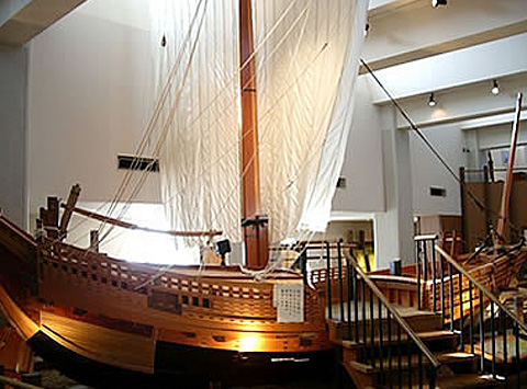 弘化２年（1845年）に作られた千五百石積御手船、常豊丸の1/4模型　「銭屋五兵衛記念館」内（撮影許可をいただいてます）