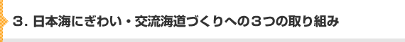 3. 日本海にぎわい・交流海道づくりへの３つの取り組み